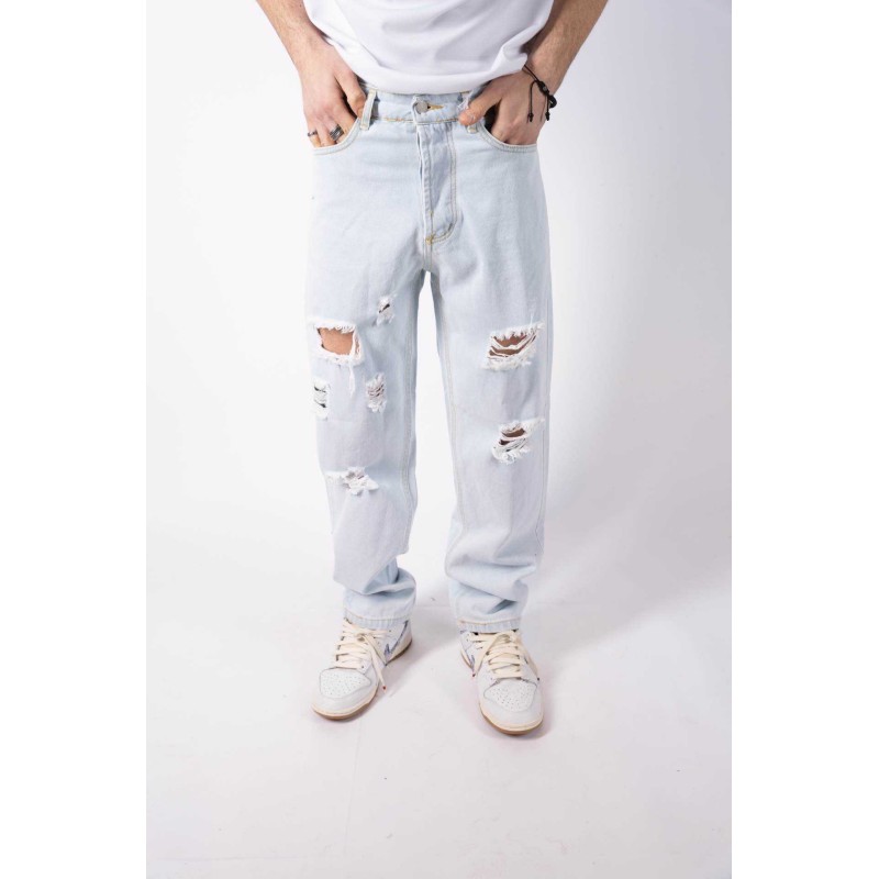 Jeans Baggy Fit Chiaro con Rotture