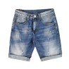 Jeans Corto Blu Con Piccoli Strappi