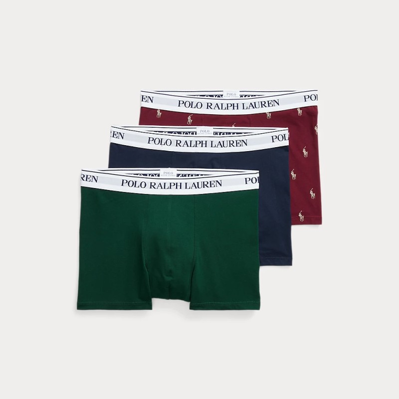 POLO RALPH LAUREN Tre paia di boxer in cotone stretch CRM/NVY/MOSS