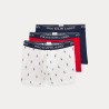 POLO RALPH LAUREN Tre paia di boxer in cotone stretch WHT/RED/NVY