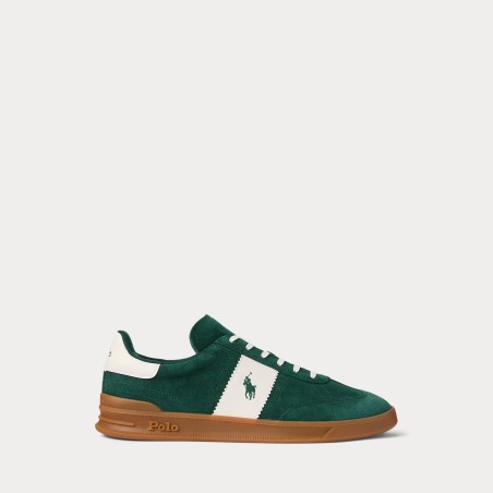 POLO RALPH LAUREN Sneaker Heritage Aera in camoscio Foresta/Bianco