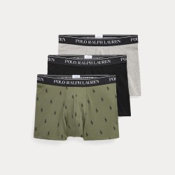 POLO RALPH LAUREN Tre paia di boxer in cotone stretch BLK/HTR/AOP