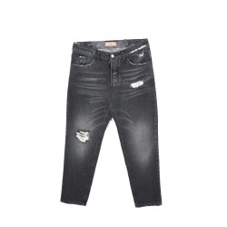 Jeans Carrot con Strappi Nero