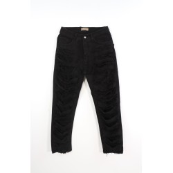 Jeans Regular Finti Strappi Nero