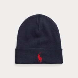 POLO RALPH LAUREN Beanie in Cotone Pettinato Blu