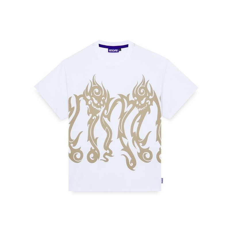 OCTOPUS Tribal Skull Tee White