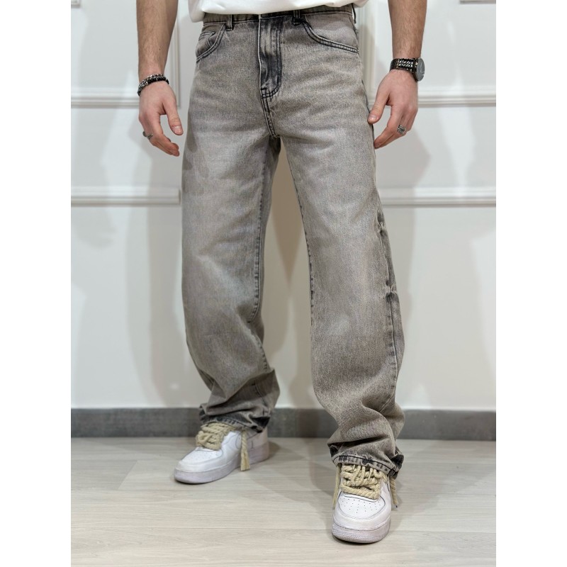 Jeans Loose Grigio Chiaro Delave