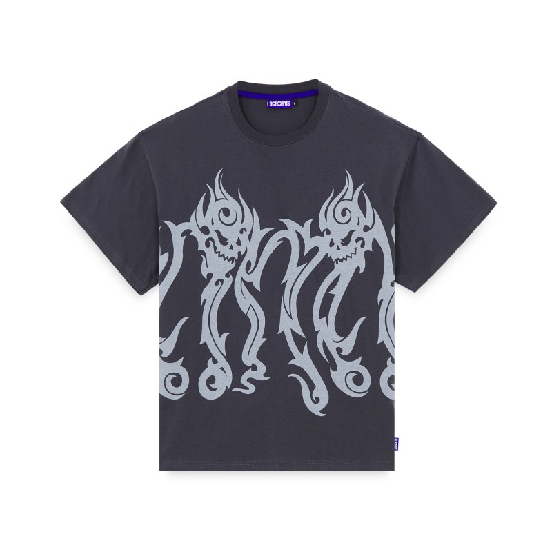 OCTOPUS Tribal Skull Tee Asphalt