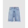 VISION OF SUPER Shorts In Denim Con stampa Laser a Cuore e Fiamme